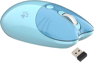 Compare Yoidesu Wireless Mouse, BT5.1 2.4GHz Dual Mode Portable Cute Cat Shape Computer Mouse, Silent Click Adjustable DPI Auto Sleep Fashion Portable Mouse for Girl School Office Blue at KSA Price