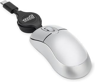 Compare EEEKit Mini Wired USB C Mouse, 3Button Retractable Corded Mouse, Silver at KSA Price