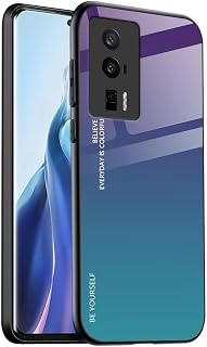 Compare EASSGU Case Suitable for POCO F5 Pro 6.67 Inches, Gradient Glass Back Cover AntiDrop and AntiScratch Mobile Phone Case – Blue Purple at KSA Price