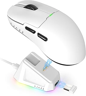 Compare Ajazz AJ159 Dual Mode 2.4GUSBC 56g Lightweight GamingOffice Mouse with PAW3395 Sensor, 5 Programmable Buttons Up to 26KDPI with Magnetic Charging Dock for PCLaptopWinMac White at KSA Price