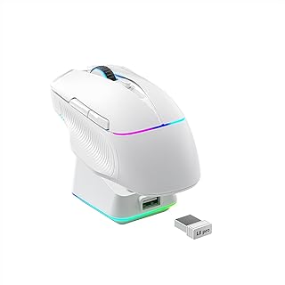 Compare Machenike 8KHz Wireless Gaming Mouse with RGB Charging Station, 26,000 Points per Inch, PAW3395 Sensor, 6 Programmable Buttons, Long Battery Life, Ergonomic Gaming Mouse for Laptop, PC, Mac at KSA Price
