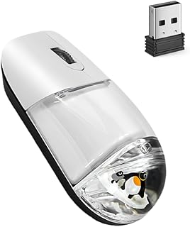 Compare Wireless Mouse Cute White Aqua Water Mice Aesthetic Clear Silent Optical Portable Lightweight Retro Mice for PC Laptop Computer Macbook Kids Girl Women Gift with Liquid Water Section & Floater Penguin at KSA Price
