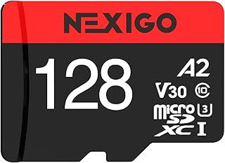 Compare NexiGo 128GB Micro SD Card, microSDXC Flash Memory Card, Class 10, V30, A2, Up to 130MBs, HighSpeed Flash TF Card for Dashcam, Switch, Smartphone, Drone Camera at KSA Price