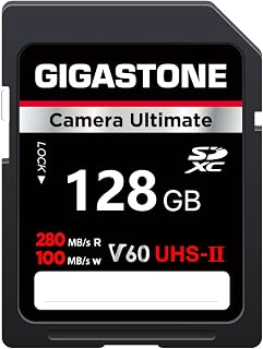 Compare GIGASTONE UHSII V60 128GB SD Card, Camera Ultimate, Speed up to 280100MBs, U3 SDXC 4K Ultra HD UHD Video for DSLR Canon, Nikon, Sony, Pentax, Kodak, Panasonic, with 1 Mini Case at KSA Price
