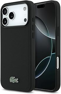 Compare CG MOBILE Lacoste Case Compatible with iPhone 17 Pro Max Compatible with MagSafe, PU Leather Hard Case With Iconic Petit Pique Logo, AntiShock, Drop Protection, slim & tough  Black at KSA Price