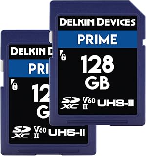 Compare Delkin PRIME 128GB 2PK SD Card for Digital Camera | SDXC UHSII U3V60 – High Endurance SD Card | 8K, 4K, Full HD, RAW Burst | DSLR SD Memory Card 128GB at KSA Price