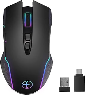 Compare Ergonomic 2.4G Wireless Mouse with RGB Jiggler Keep Awake Function, Rechargeable Silent Optical Mice, 3 Adjustable DPI Portable Wireless Mouse for Laptop Chromebook Mac Windows PC BlackJiggler at KSA Price