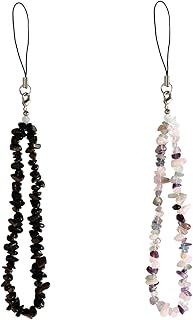 Compare Phone Charms Phone Chain Strap Cell Phone Lanyard Wrist Strap Natural Gem Stone Charms for Phone AirPods Women Girls at KSA Price