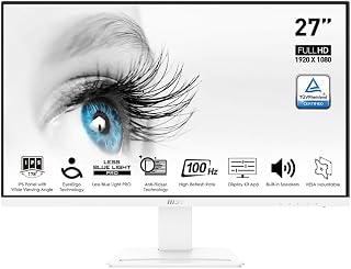 Compare MSI Pro MP273AW, 27", 1920 x 1080 FHD, IPS, 100Hz, TUV Certified Eyesight Protection, 4ms, Displayport, HDMI, Tilt, White at KSA Price