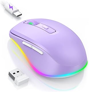 Compare PEIOUS Wireless Mouse Jiggler  LED Wireless Mice with Buildin Mouse Mover, Rechargeable Moving Mouse for Laptop with Undetectable Random Movement Keeps Computers Awake  Purple at KSA Price