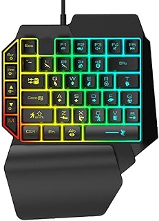 Compare OneHanded Gaming Keyboard, 39 Keys RGB Backlit Portable Mini Gaming Keypad Wired Single Hand Mechanical Ergonomic Keyboard,for PUBG Computer Desktop PC Gamer at KSA Price