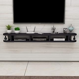 Compare Floating Shelf WallMounted Tv Cabinet WiFi Router Set Top Box DVD Player Small Speaker Projector Shelf Wall Shelf Tv Stand Tv Board,Black 120CM,Colour Name:Wood Color 80 Cm at KSA Price