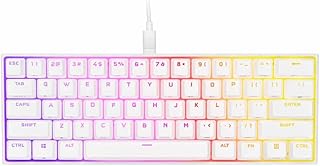 Compare CORSAIR K65 RGB Mini 60% Mechanical Gaming KeyboardCustomizable PerKey RGB BacklightingCherry MX Speed Mechanical KeyswitchesDetachable USB TypeC CableWhite at KSA Price