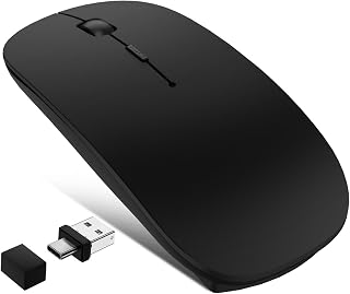 Compare Wireless Bluetooth Mouse for LaptopComputerMacbookTablet Jiggler Mouse Wireless Rechargeable Mice for MacBook Air Macbook Pro iPad Pad PC Bluetooth5.23.0 and 2.4GHz USB TypeC Receiver  Black at KSA Price