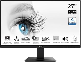 Compare MSI Pro MP273A, 27", 1920 x 1080 FHD, IPS, 100Hz, TUV Certified Eyesight Protection, 4ms, Displayport, HDMI, Tilt, Black at KSA Price