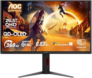 Compare AOC Q27G4SD Gaming Monitor 27inch QHD 2560×1440, QDOLED, 360Hz Refresh Rate, 0.03ms Response Time, DisplayHDR True Black 400, Adaptive Sync, HDMI 2.1, Black & Red at KSA Price
