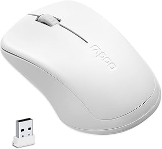 Compare Rapoo 1680 Silent Wireless Mouse, 2.4GHz Cordless Mouse with USB Receiver, 1K DPI, 3 Buttons Computer Mouse with 12M Battery Life, Ambidextrous Computer Mice for PCTabletLaptop, White at KSA Price