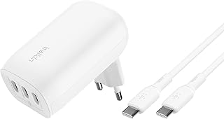 Compare Belkin BoostCharge 3Port USBC Wall Charger with PPS 67W, USBC PD 3.1 Enabled Fast Charging iPhone Charger for iPhone 16 Series, MacBook Pro, AirPods, Galaxy, and more, USBC to USBC cable included at KSA Price