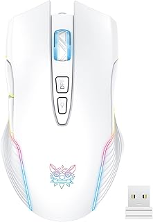 Compare Rechargeable Wireless Gaming Mouse, Ergonomic RGB Computer Mouse with 2.4G Receiver, RGB Backlight, Adjustable DPI Up to 3600, 7 Buttons Not Programmable for Windows Vista Linux White at KSA Price