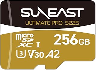 Compare SUNEAST Japan 256GB ULTIMATE PRO GOLD S225 V30 A2 C10 DDR225 UHSI MicroSDXC Memory Card Read: 208MBs Write: 170MBs for Action CamerasDronesDashcam at KSA Price