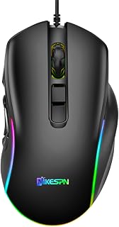Compare Wired Gaming Mouse, 10 Programmable Buttons, 6400 DPI, 14 RGB Lighting Modes, Ergonomic Design, OfficeGaming Mode, Macro Software Support for PCLaptop BlackWired at KSA Price