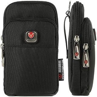 Compare VIIGER Nylon Dual Pocket Phone Case Holster Belt Loop Pouch Bag Mens Zipper Belt Pouch with Clip Smartphone Holder Compatible for iPhone 17 Pro Max iPhone 16 Pro Max S25 Ultra S25+, black at KSA Price