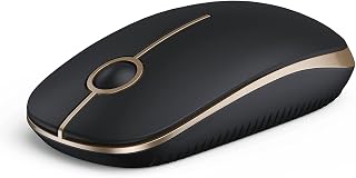 Compare VssoPlor Wireless Mouse, 2.4G Slim Portable Computer Mice with Nano Receiver for Notebook, PC, Laptop, Computer Black and Gold at KSA Price