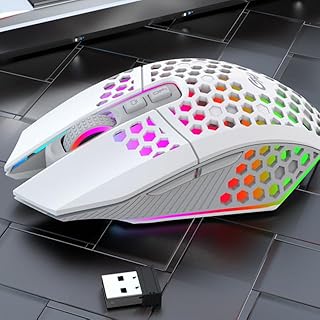Compare SACOMP  ReСһаrɡеable USB 2.4G Wireless RGB Light Honeycomb Gaming Mouse Desktop PC Computers Notebook Laptop Mice Mause Gamer Cute White SA at KSA Price