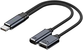 Compare USBC to USBA and USBC PD Splitter Adapter 2in1 OTG Cable with 100W Fast Charging, Data Transfer and Peripheral Support for Laptop Tablet Smartphone Grey at KSA Price