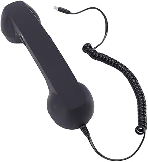 Compare SIXRUN Retro Phone Handset, Ergonomic Type C Wired Telephone Receiver with Volume Control and HiFi Speaker for Cellphone Video Call Conference Black at KSA Price