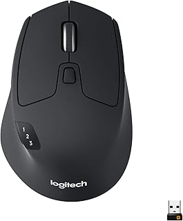 Compare Logitech M720 Triathlon MultiDevice Wireless Mouse, Bluetooth, USB Unifying Receiver, 1000 DPI, 6 Programmable Buttons, 2Year Battery, Compatible with Laptop, PC, Mac, iPadOS  Black at KSA Price