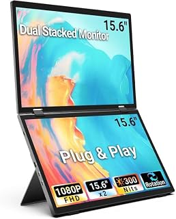 Compare S156P31D 15.6 inch 1080P Dual Screen Foldable Portable Monitor with Holder 15.6 inch 1080P Black at KSA Price