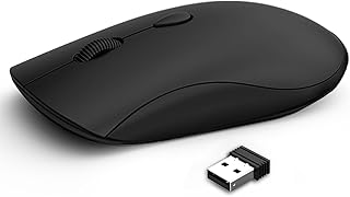 Compare Wireless Mouse for Chromebook, Laptop, PC, MacBook, Slim Portable Optical Computer Mouse with USB Mini Receiver, Quiet Click, 2400 DPI, 2.4GHz Cordless Silent Travel Mobile mice  Black at KSA Price