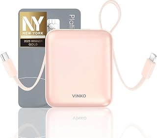 Compare VINKO V9 Power Bank, 22.5W USB C 10000mAh Small Portable Charger, PD Fast Charging Battery Pack, 3 Outputs Phone Charger compatible with iPhone, Samsung, Pixel, AirPods and iPad Pink at KSA Price