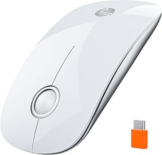 Compare RAPIQUE USB C Wireless Mouse for MacBook, 2.4GHz USBC Receiver, White at KSA Price