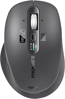 Compare Promate SamoTri Rechargeable Wireless Mouse, TriMode, Dual BT 5.0 + 2.4GHz, Smart Flying Scroll Wheel, 3200 DPI, USBC Charging, Silent Operation, MacWindowsiPadAndroid Compatibility Black at KSA Price