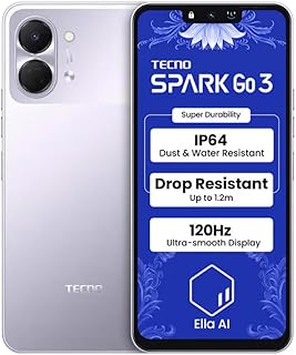 Compare Tecno Spark Go 3, 6.75 inches 120Hz Smooth Display, 5000mAh Battery, 4GB RAM + 128GB Storage, 13MP Camera, Aurora Purple at KSA Price