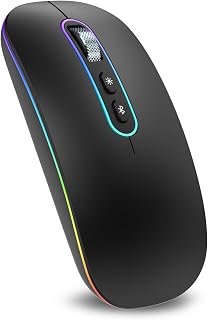 Compare cimetech Dual Mode BT 5.1+2.4G Wireless Mouse for Laptop, 1200 DPI Portable Lightweight Rechargeable Mouse with LED Lights, Compatible with Mac OSWindowsChrome OS  Black at KSA Price