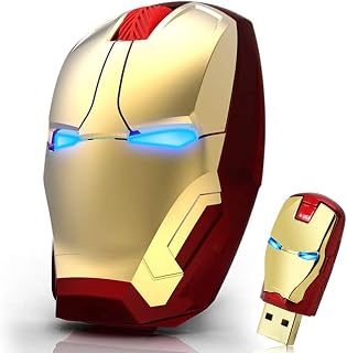 Compare fhong VSVABEFV Cool Wireless Mouse, 2.4 G Portable Ergonomic Optical Ironman Wireless Mouse with USB Receiver | for Notebook PC Laptop Computer MacBook | with 8G USB Flash Drive | 3 Adjustment Levels at KSA Price