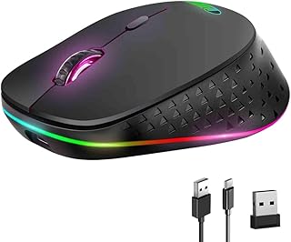 Compare Wireless Mouse, LED Slim Dual Mode, Ergonomic Optical Bluetooth Mouse, Rechargeable Computer Mouse for Laptops, 12 Months Battery Life, USB Receiver for Laptops, PCs, Chromebooks, Notebooks  Black at KSA Price