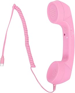 Compare Retro Type C Phone Handset Stylish Wired Vintage for Stable Calls, Applicable for Cell Mobile Video Conferences  ABS Material Pink at KSA Price