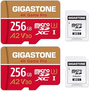 Compare Gigastone 256GB 2Pack Micro SD Card, 4K Game Pro, NintendoSwitch Compatible, A2 Run App, 4K Video Recording, RW up to 10060MBs, MicroSDXC Memory Card UHSI A2 V30 Class 10 at KSA Price