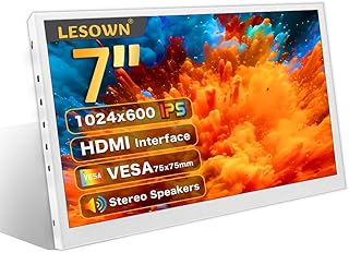Compare 7 Inch HDMI Monitor 1024x600 IPS LCD Screen White Wall Mount HDMI Display with Speakers for PC Raspberry Pi 4 3 at KSA Price