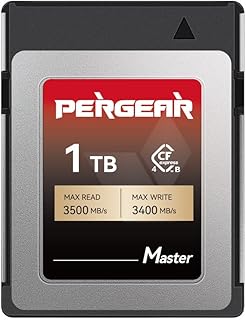 Compare PERGEAR 1TB Cfexpress 4.0 Type B Memory CardMaster Series,3500MBs Write Speed & 3400MBs Read Speed,8k RAW Video Recording & Photo,Compatible with C500 Mark III,1DX Mark III;Z6,Z7II,Z9,D850;DCS1 at KSA Price