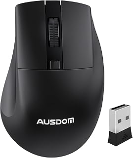 Compare AUSDOM Wireless Mouse, Ergonomic Mouse with 2.4G USB Mini Receiver, 1200 DPI Optical Tracking, Cordless Portable Computer Mice for Laptop, Mac, PC, Notebook, Black at KSA Price