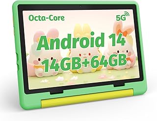 Compare Kids Tablet 10 Inch Android 14 Tablet for Kids Ages 312, OctaCore with Case, Parental Controls,14GB+64GB Storage TF Expand 1TB, 5G WiFi, BT5.3, Green at KSA Price