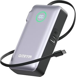 Compare Portable Charger with Built in 25.6in Retractable Cable and Wall Plug, 10000mAh USB C Travel Power Bank, 35W Fast Charging Battery Pack Compatible with iPhone 16 15 14 13 Samsung Android Phone etc at KSA Price