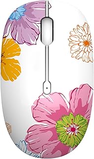Compare TENMOS M101 Wireless Mouse Cute Silent Computer Mice with USB Receiver, 2.4G Optical Wireless Travel Mouse 1600 DPI Compatible with Laptop, Notebook, PC, Computer Flower at KSA Price