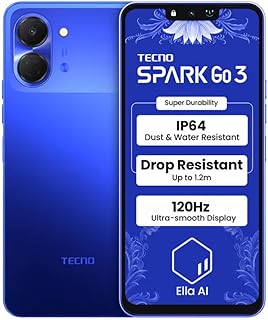 Compare Tecno Spark Go 3, 6.75 inches 120Hz Smooth Display, 5000mAh Battery, 4GB RAM + 128GB Storage, 13MP Camera, Galaxy Blue at KSA Price