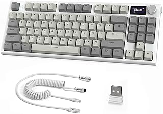 Compare RK86 RGB 75% Wireless Gasket Mechanical Keyboard,Triple Mode Bluetooth5.02.4GUSBC 82 Keys Hot Swappable Gaming Keyboard 4000 mAH Battery wKnob & 1.2'' HD OLED Display,Custom Linear Switches at KSA Price